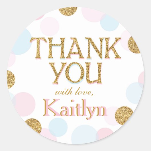 スパークル振りかけるドットありがとうラベル ラウンドシール (正面)