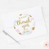 スパークル振りかけるドットありがとうラベル ラウンドシール (封筒)