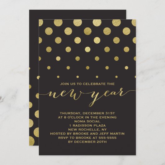 スパークル新年のパーティの招待状 招待状 (正面/裏面)