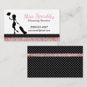 スパークル水玉模様メイドハウスクリーニングサービス 名刺 (正面/裏面)