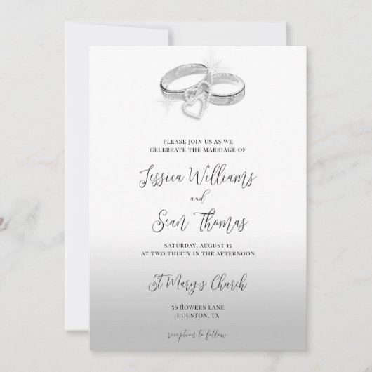 スパークル結婚のリングや輪デコレーション結婚ズ 招待状 (正面)