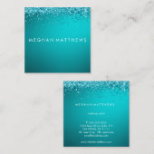 スパークル美しいスタイリストメイクアップアーティストブルー スクエア名刺 (正面/裏面)