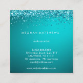 スパークル美しいスタイリストメイクアップアーティストブルー スクエア名刺 (裏面)