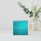 スパークル美しいスタイリストメイクアップアーティストブルー スクエア名刺 (スタンド正面)