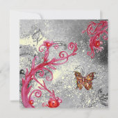 スパークル蝶の花のシルバーウェディング 招待状 (正面)