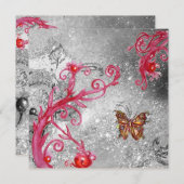 スパークル蝶の2 Elegant Wedding Party 招待状 (正面/裏面)