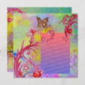 スパークル蝶2の写真テンプレート 紫 緑 招待状 (正面/裏面)