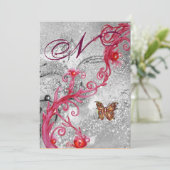 スパークル蝶2 エレガントな結婚式のイニシャル 招待状 (スタンド正面)