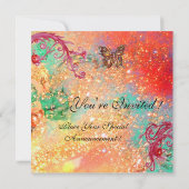 スパークル蝶 エレガントなウェディングパーティー ゴールド 招待状 (裏面)