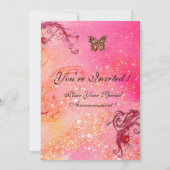 スパークル蝶 エレガント ウェディング モノグラム 招待状 (裏面)