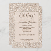 スパークル赤面クリームグリッツグリッターベビーシャワー 招待状 (正面/裏面)