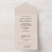 スパークル赤面クリームグリッツグリッター結婚ズ オールインワン招待状 (内側)