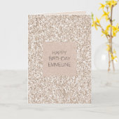 スパークル赤面クリームグリッツグリッター誕生日 カード (黄色い花)