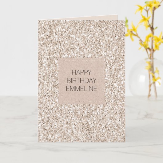 スパークル赤面クリームグリッツグリッター誕生日 カード (黄色い花)