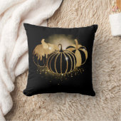 スパークル金ゴールドカボチャ枕ブラック クッション (ブランケット)