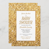 スパークル金ゴールドグリッターベビーシャワー招待状 招待状 (正面/裏面)