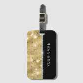 スパークル金ゴールドグリッター名前をカスタムする ラゲッジタグ (正面縦)