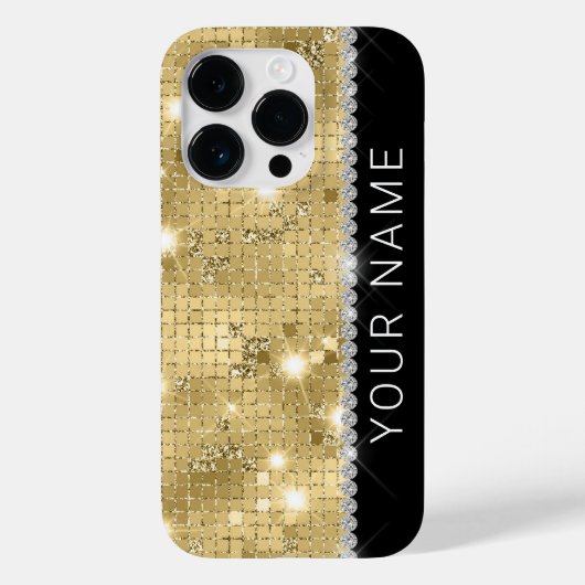 スパークル金ゴールドグリッター名前をカスタムする Case-Mate iPhoneケース (裏面)