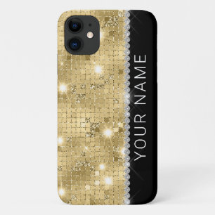 スパークル金ゴールドグリッター名前をカスタムする iPhone 11 ケース