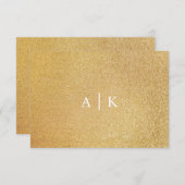 スパークル金ゴールドグリッター結婚の新郎新婦イニシャル サンキューカード (正面/裏面)