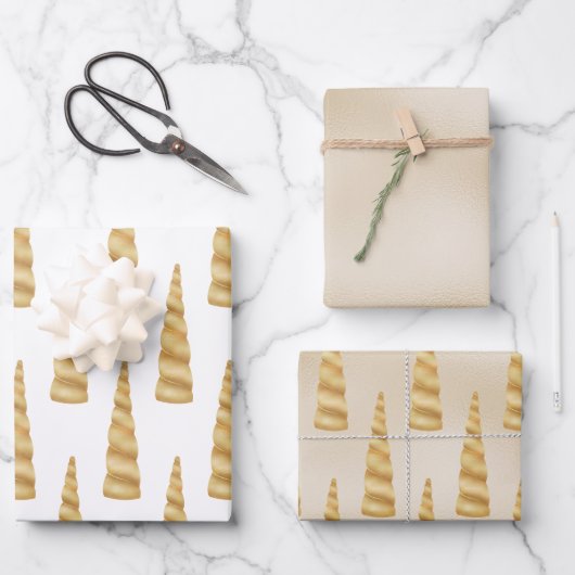 スパークル金ゴールドグレームユニコーン誕生日 ラッピングペーパーシート (正面)