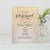 スパークル金ゴールドシルバーグラデーショングリッター退職パーティー 招待状 (スタンド正面)