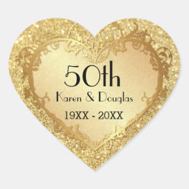 スパークル金ゴールドハート結婚50周年 ハートシール