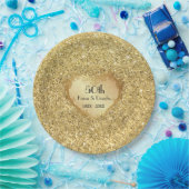 スパークル金ゴールドハート結婚50周年 ペーパープレート (パーティー)