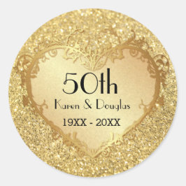 スパークル金ゴールドハート結婚50周年 ラウンドシール