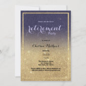 スパークル金ゴールドパープルグラデーショングリッター退職パーティー 招待状 (正面)