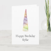 スパークル金ゴールドピンクパープルライムユニコーン誕生日 カード (正面)