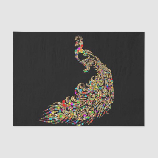 スパークル金ゴールドピーコックデクページ紙 薄葉紙 (正面)