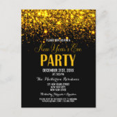 スパークル金ゴールドブラックニューイヤーズパーティの招待状 ポストカード (正面)