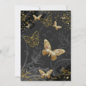 スパークル金ゴールドブラックバタフライバースデーパーティー 招待状 (裏面)