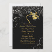スパークル金ゴールドブラックレース&ボウフォトキンセアニェラ 招待状 (裏面)