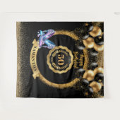 スパークル50誕生日背景ピンクハイヒール タペストリー (正面(横))