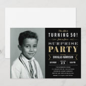 スパークル オールド ピクチャー サプライズ バースデー インビテーションズ 招待状 (正面/裏面)