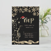 スパークル,ガラス,雪片 クリスマス RSVP 招待状 (スタンド正面)