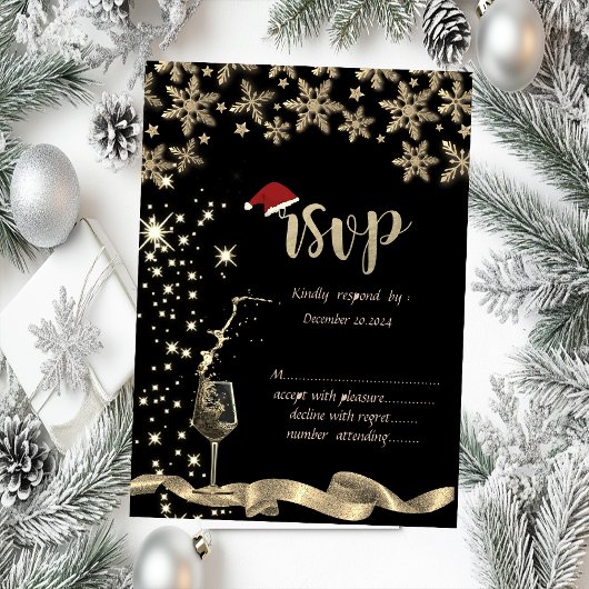 スパークル,ガラス,雪片 クリスマス RSVP 招待状