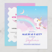 スパークル＆クラウズ ユニコーンパーティー招待状 招待状 (正面/裏面)