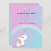 スパークル＆クラウズ ユニコーンパーティー ご招待 招待状 (正面/裏面)