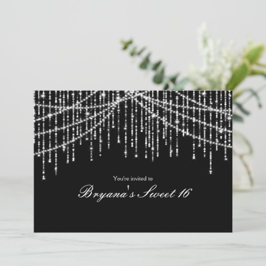 スパークル グラマー ライト 誕生日パーティー 招待状 (スタンド正面)