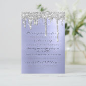 スパークル グリッター ドリップス シルバー ブルー ブライダル スイート 16 招待状 (スタンド正面)