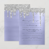 スパークル グリッター ドリップス シルバー ブルー ブライダル スイート 16 招待状 (正面/裏面)