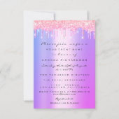 スパークル グリッター ドリップス ピンク スイート 16th 15th マーメイド 招待状 (正面)