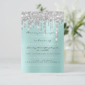 スパークル グリッター ドリップ シルバーアクア ブライダル スイート 16 招待状 (スタンド正面)