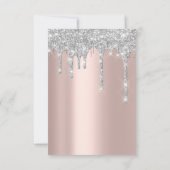 スパークル グリッター ドリップ シルバー ラックス ブライダル スイート 16 招待状 (裏面)