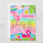 スパークル グリッター マーメイド 海 フラミンゴ ビーチ レインボー 招待状 (正面)