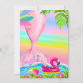 スパークル グリッター マーメイド 海 フラミンゴ ビーチ レインボー 招待状 (裏面)