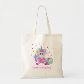 スパークル グリッター ユニコーン 読書 名前 トートバッグ (正面)